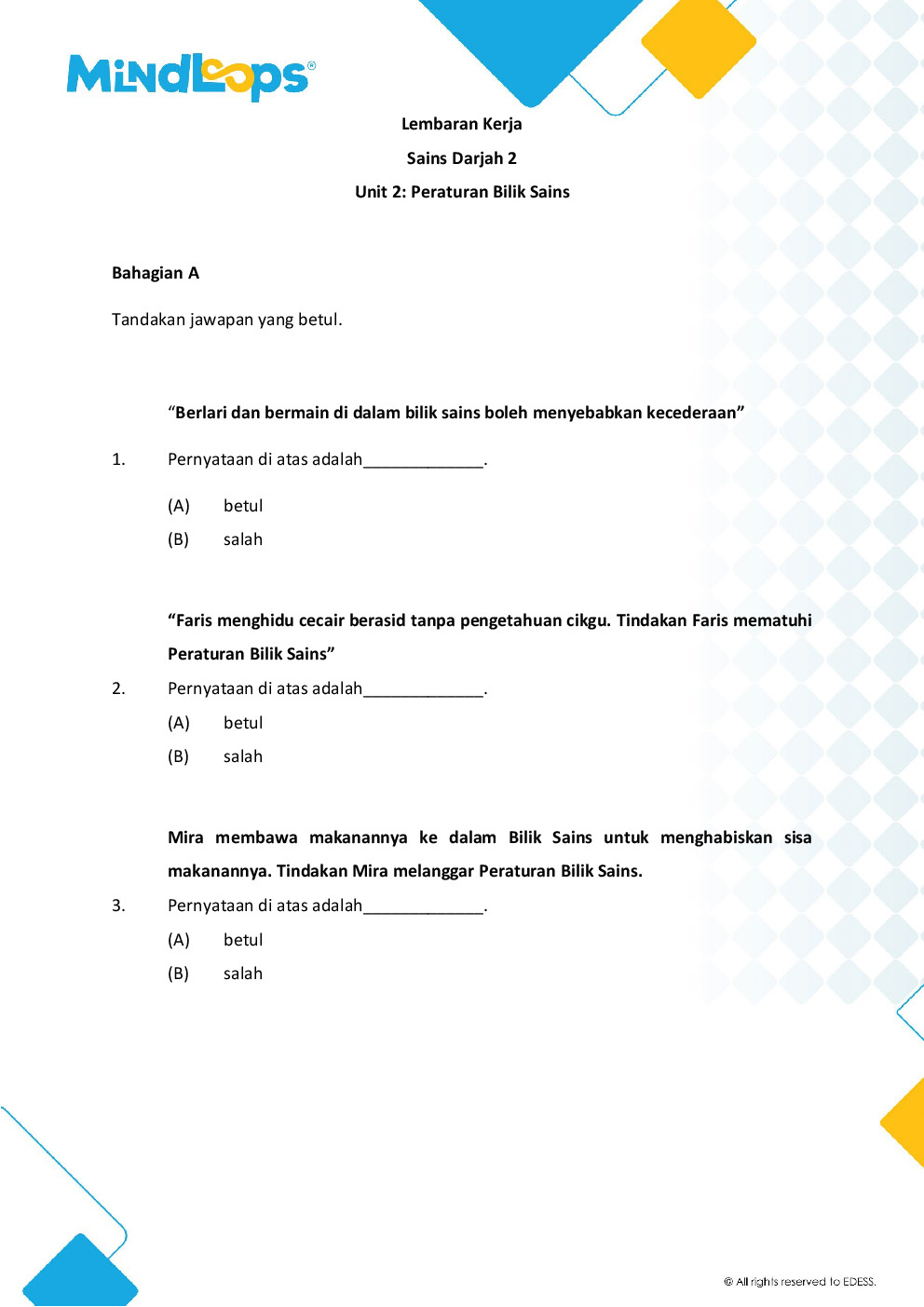 Unit 2 - Peraturan bilik sains