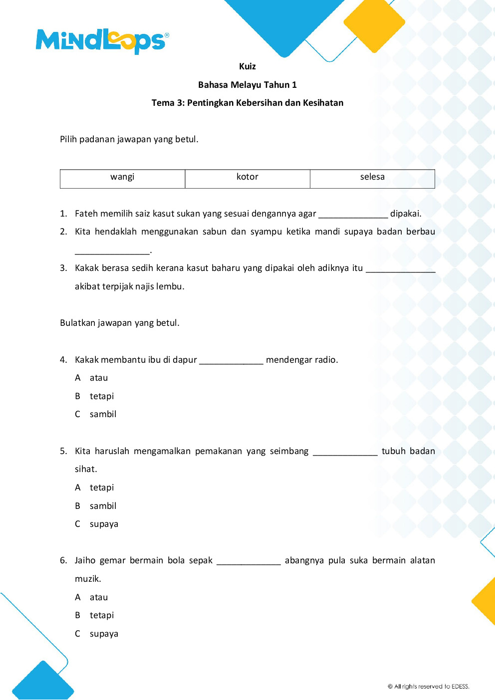 Tema 3 - Pentingkan Kebersihan dan Kesihatan