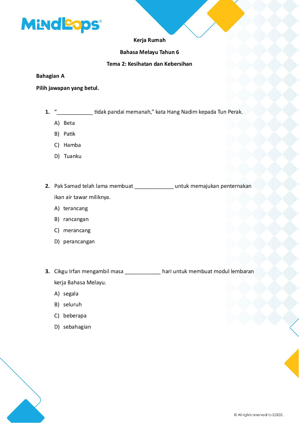 Tema 2 - Kesihatan dan Kebersihan