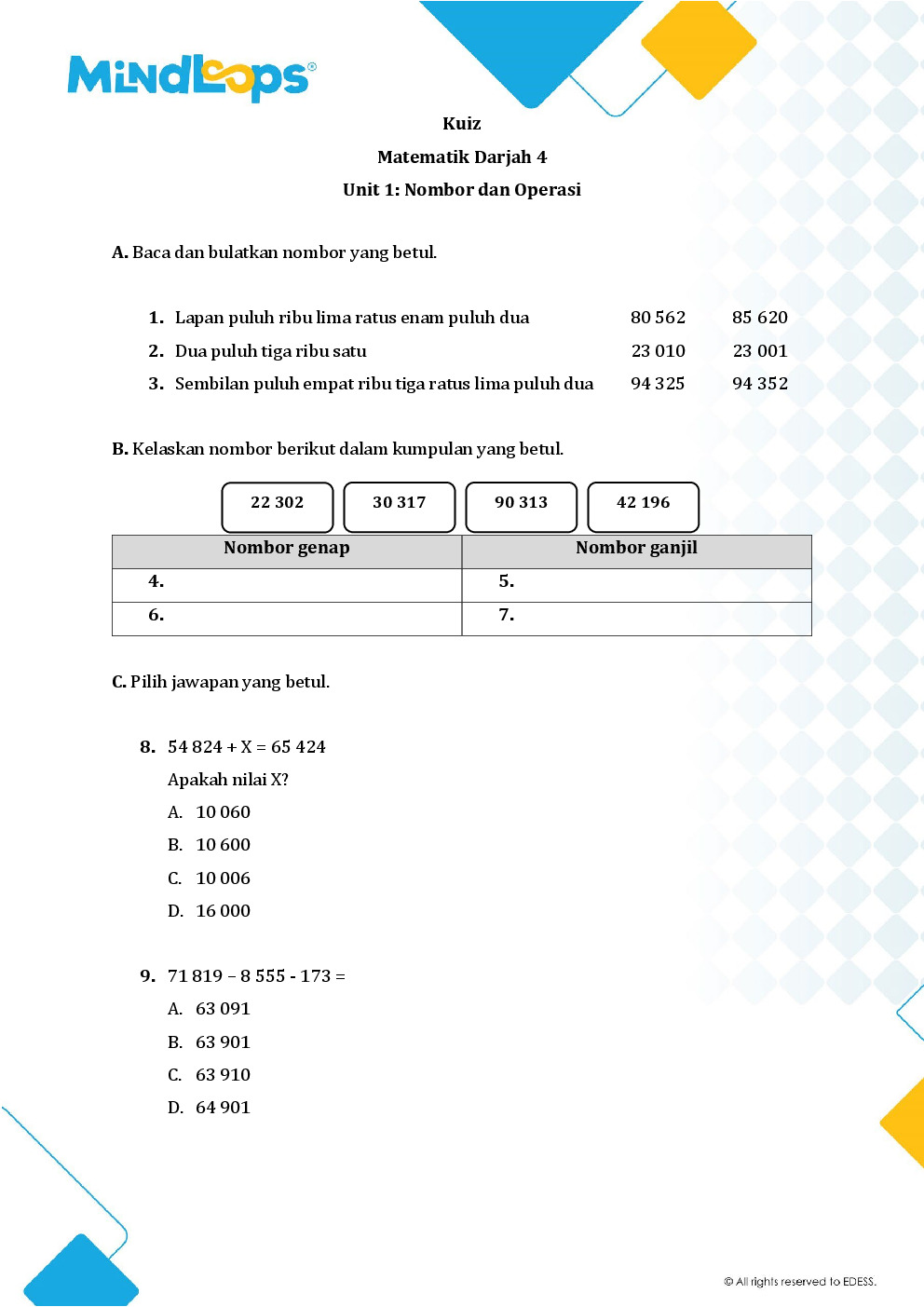Topik 1 - Nombor dan operasi