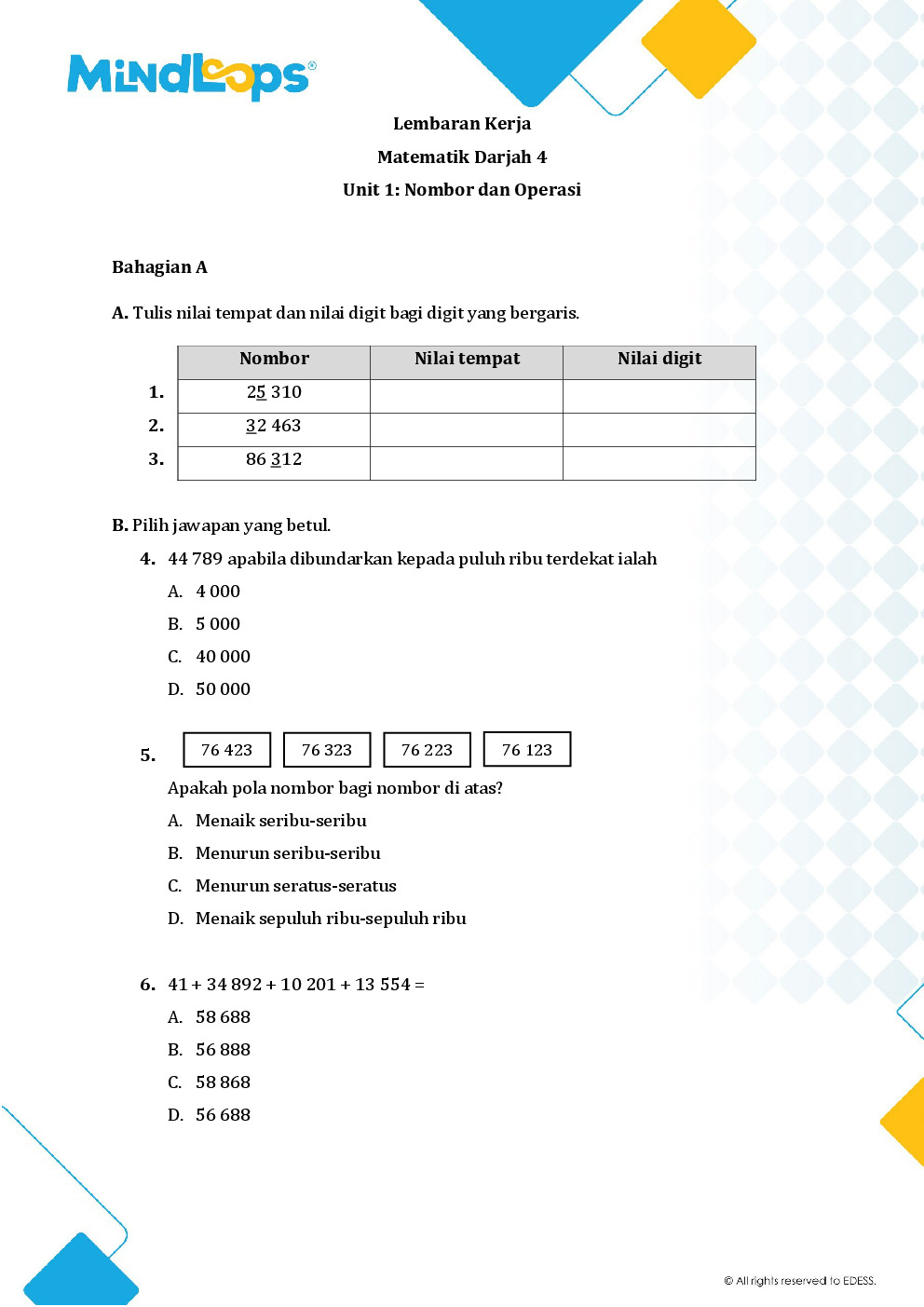 Topik 1 - Nombor dan operasi