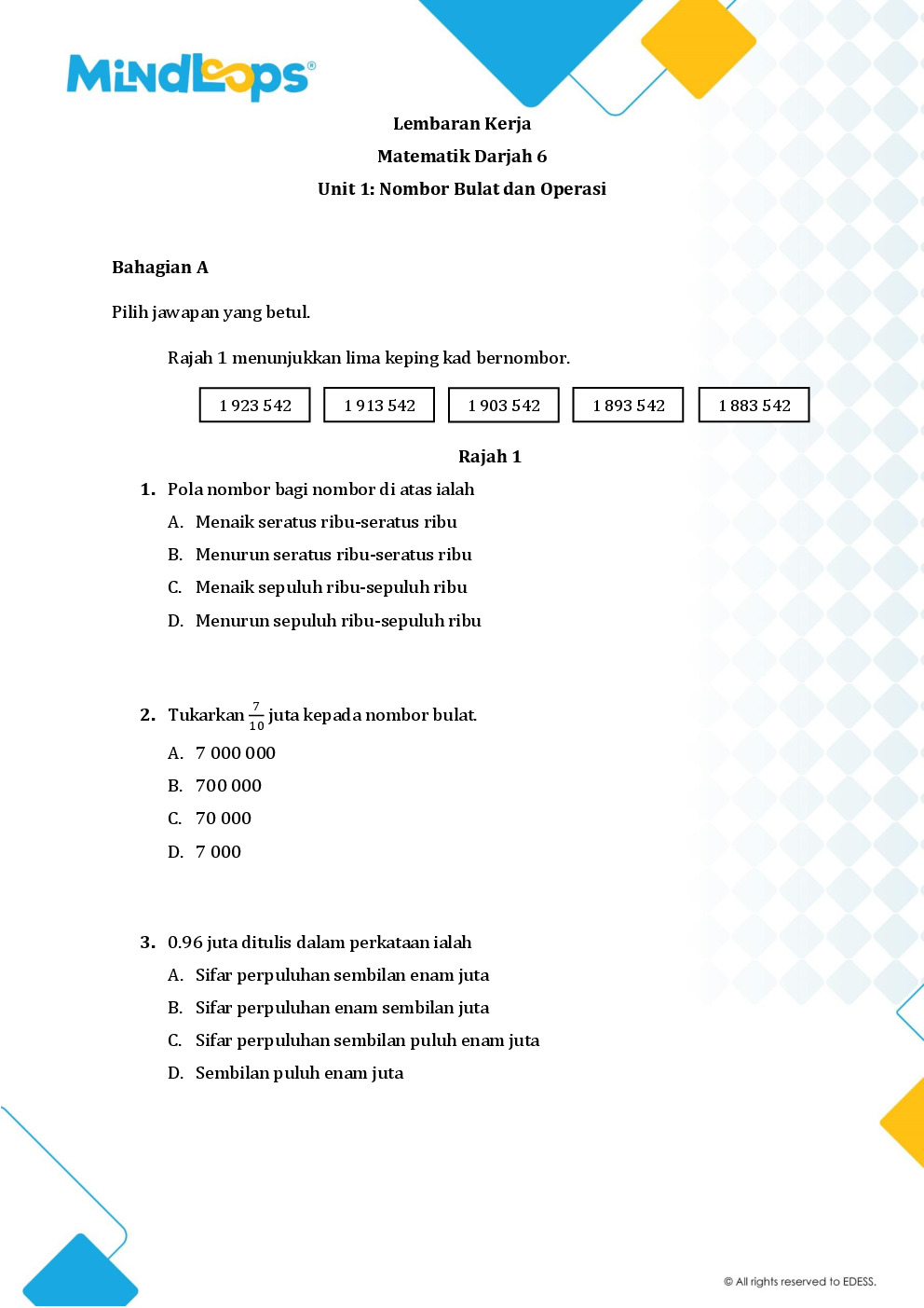 Topik 1 - Nombor bulat dan operasi