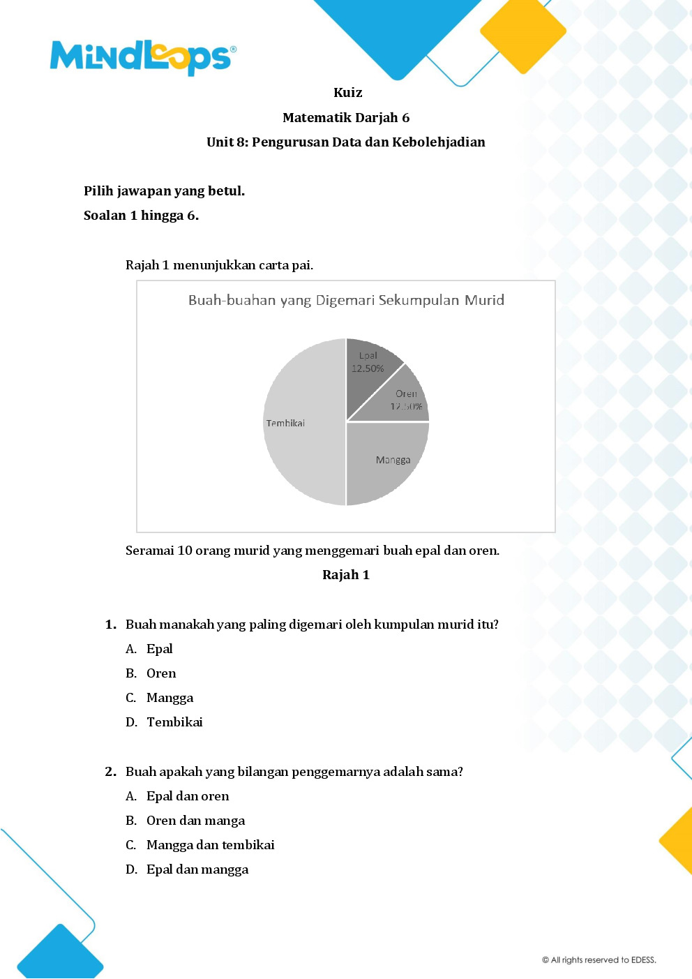 Unit 8 - Pengurusan Data dan Kebolehjadian